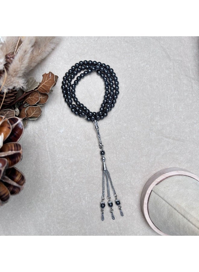 99 Agate Beads Tasbih Premium Muslim Prayer Beads Made with Natural Stone Beads for Daily Misbaha and Meditation (6mm,Black) - Image 5